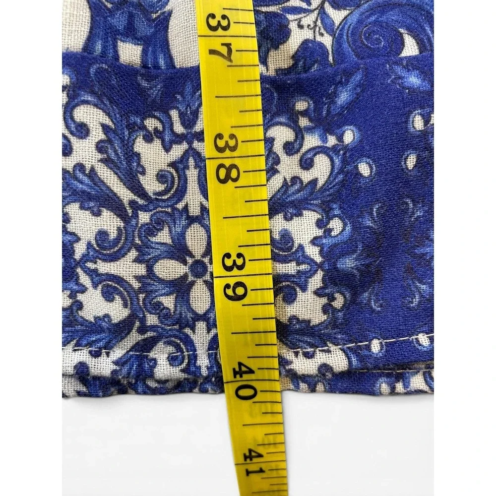 BSB Collection Blue White Majolica Print Tiered Ruffle Maxi Skirt Womens 42 US 6
